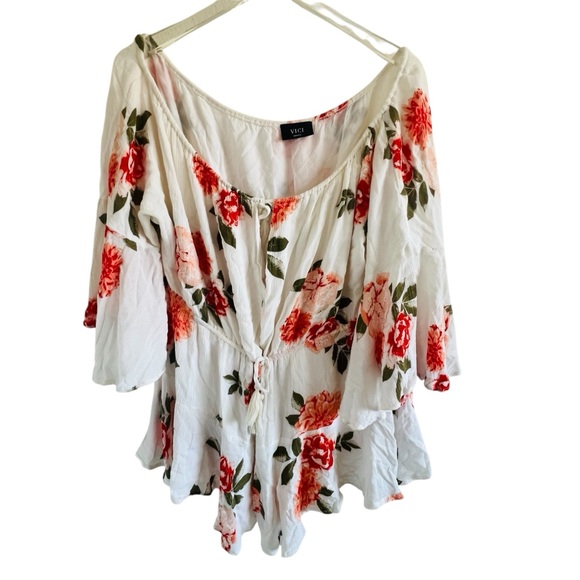 Vici Tops - Vici Floral Off-Shoulder Short Romper